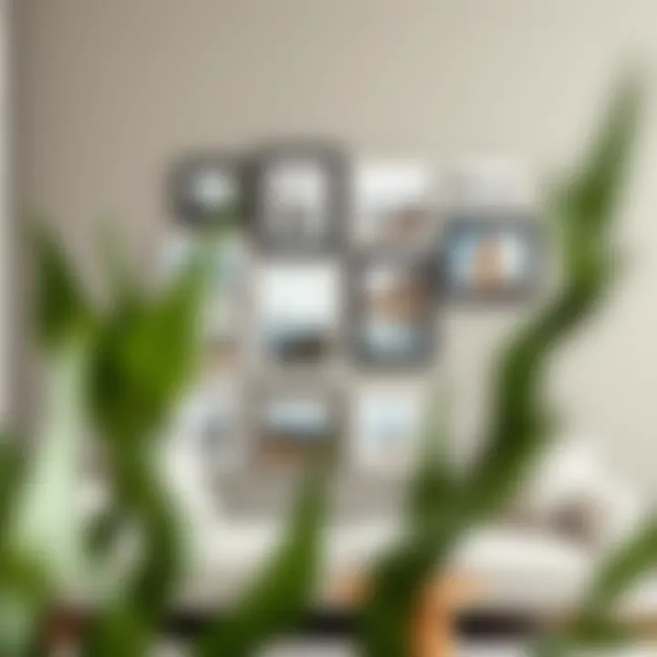 Beautifully Arranged 4x4 Photo Frame Collage A beautifully arranged 4x4 photo frame collage on a stylish wall