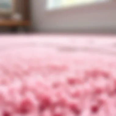 Close-up of the texture and material of a pink rug