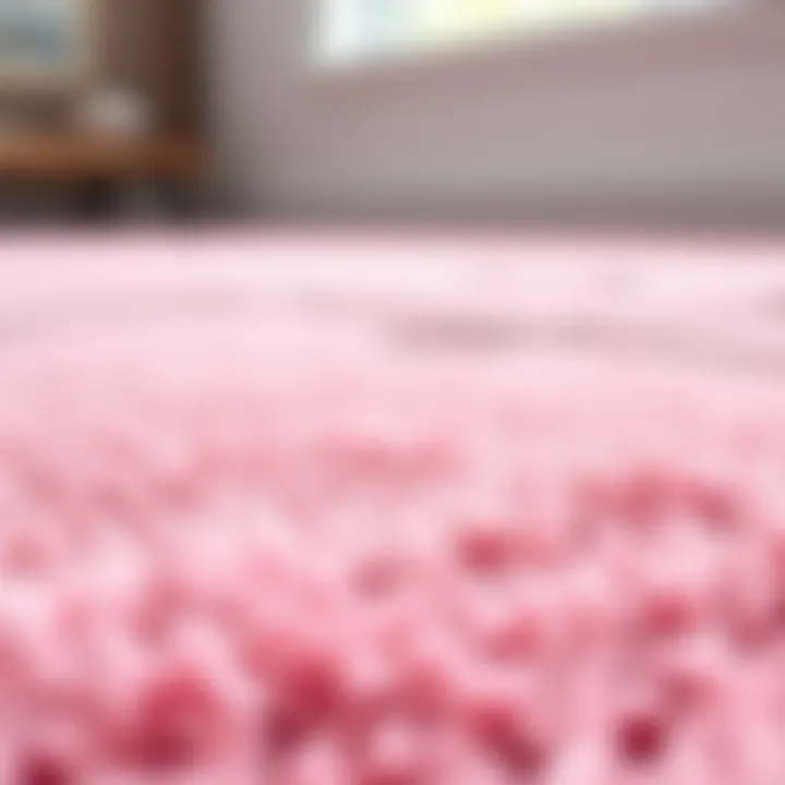 Close-up of the texture and material of a pink rug