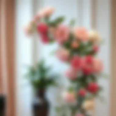 Elegant arrangement of artificial flowers on a decorative vine