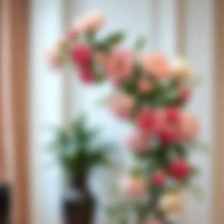 Elegant arrangement of artificial flowers on a decorative vine