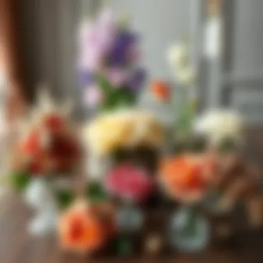 Variety of faux floral arrangements in different styles