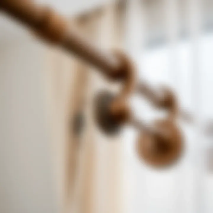 Close-up of Design Details on Double Curtain Rods Close-up view of double curtain rods showcasing design details