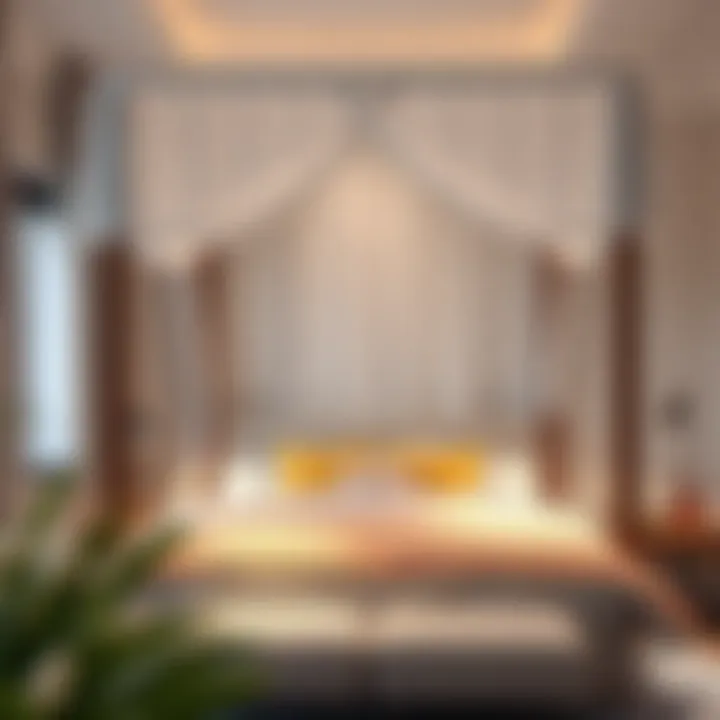 Warmth and Comfort Under the Canopy Cozy bedroom with an extra large bed canopy providing warmth and comfort