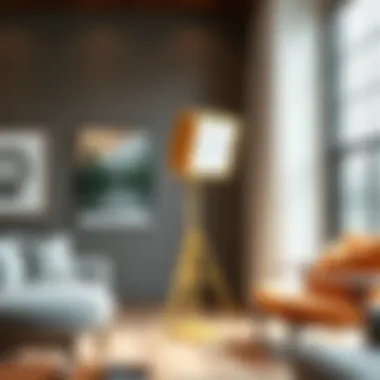 Chic Movie Light Floor Lamp in Artistic Space A chic movie light floor lamp adding character to an artistic space