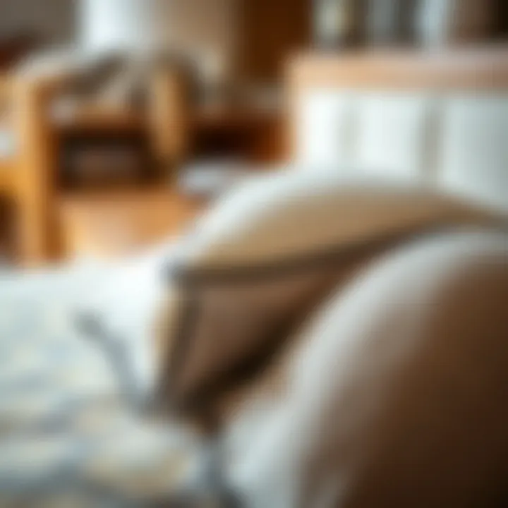 Close-up of materials used in low profile king bedroom furniture