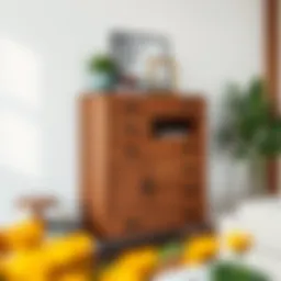 Elegant industrial tall dresser showcasing unique design elements