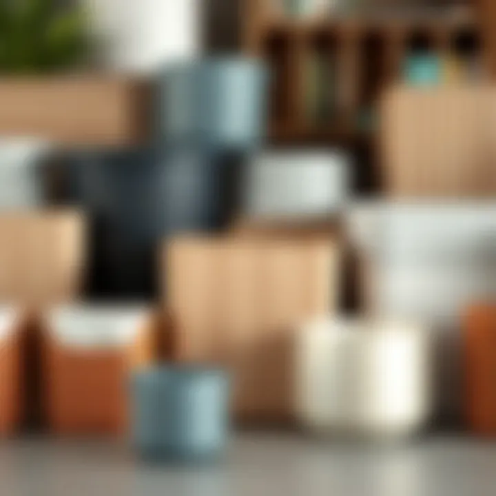 An assortment of storage bins made from different materials