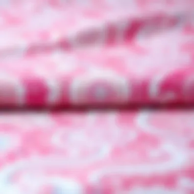 Intricate Patterns of Pink Paisley Fabric Close-up of pink paisley fabric showcasing intricate patterns