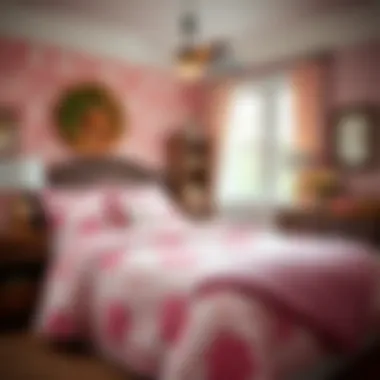 Cozy Bedroom with Pink Paisley Comforter Cozy bedroom featuring a pink paisley comforter with coordinated decor