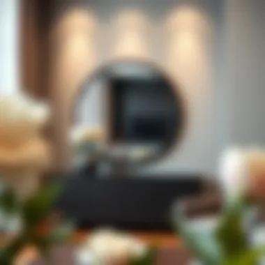 Sophisticated black wood round mirror as a focal point in modern interiors