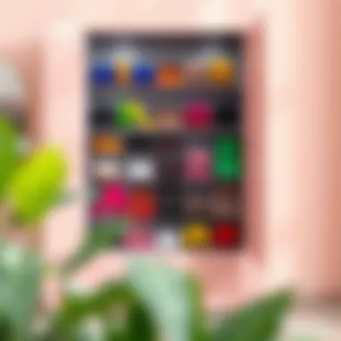 Colorful arrangement of shoes inside the Trones shoe cabinet