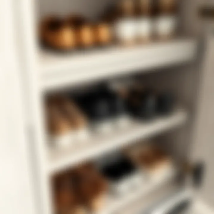 Close-up of the Trones shoe cabinet's storage compartments