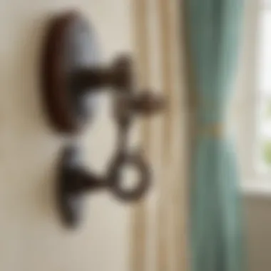An assortment of materials used in vintage curtain hooks, including metal and wood.