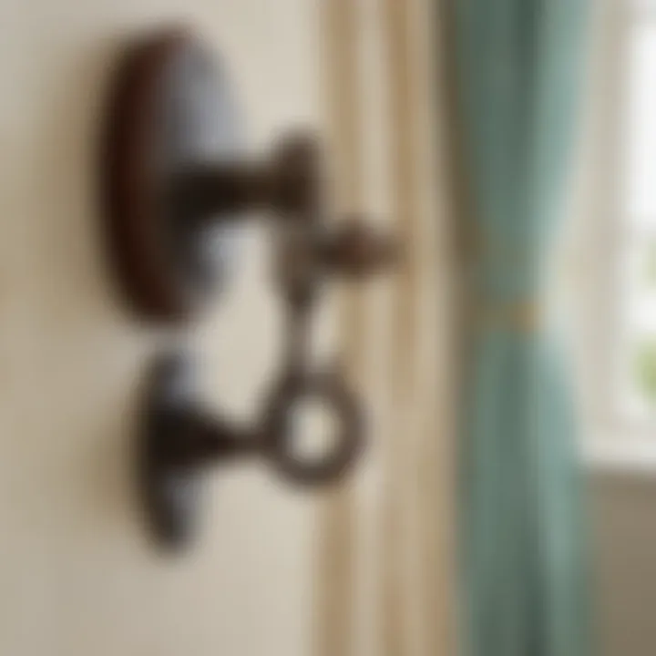 An assortment of materials used in vintage curtain hooks, including metal and wood.