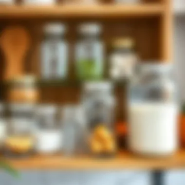 Organized Kitchen with Clear Plastic Mason Jars Clear plastic mason jars organized on a kitchen shelf