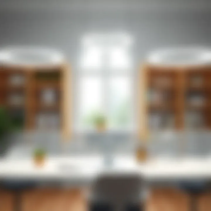 Workspaces Enhanced with Ring Light Fixtures 3 ring light fixture integrated into a chic workspace