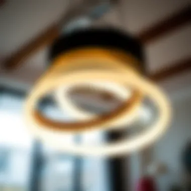 Stylish Design Elements of 3 Ring Lights Close-up of a stylish 3 ring light fixture with unique design