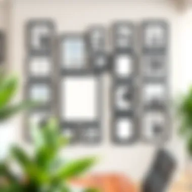 Creative display of 5x7 frames in an office environment