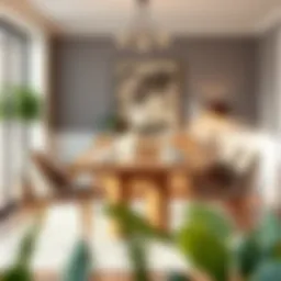 Elegant dining setup with a four-foot rectangular table