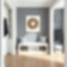 Stylish white cubbie bench in a modern entryway