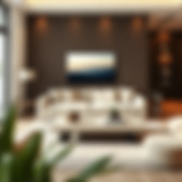 Elegant light beige coffee table in a modern living room