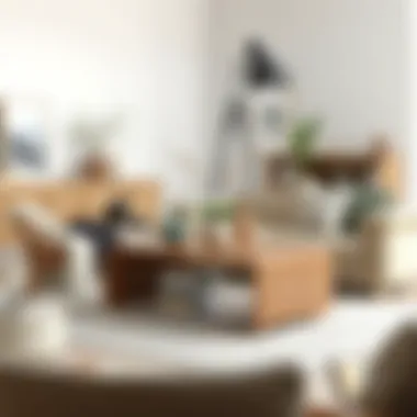 Light beige coffee table harmonizing with eclectic decor