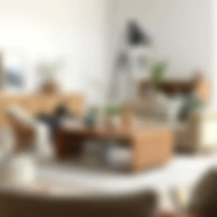 Light beige coffee table harmonizing with eclectic decor