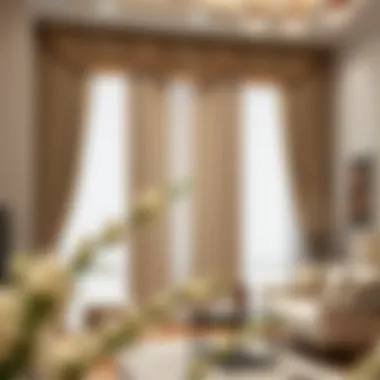 Elegant Drapes in Interior Design Elegant drapes in a designer interior, highlighting luxury and sophistication.