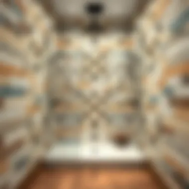 A beautifully designed tile shower featuring unique patterns and textures