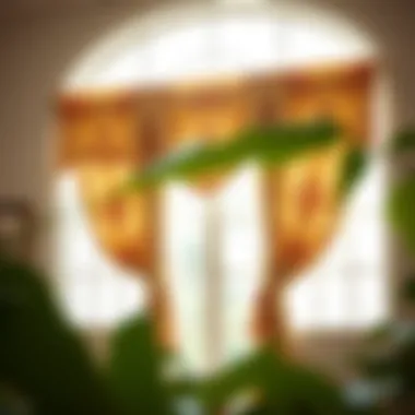 Elegant toile de fenetre fabric draping in a sunlit window.