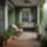 Lush artificial greenery adorning a cozy porch