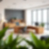 Elegant L-Shaped Desk Design A spacious L-shaped desk arrangement in a modern office setting.