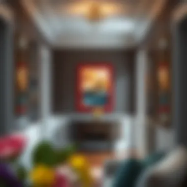 Dramatic Hallway with Bold Photo Frame Dramatic hallway enhanced by a 40 x 60 photo frame in a bold color