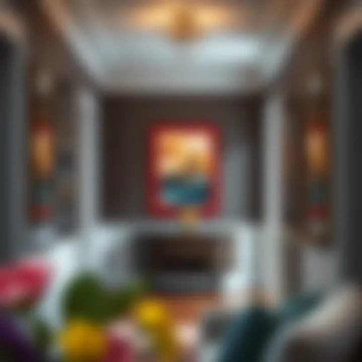 Dramatic Hallway with Bold Photo Frame Dramatic hallway enhanced by a 40 x 60 photo frame in a bold color