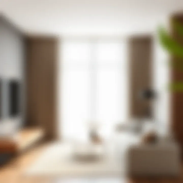 Elegant very thin curtain rod installed in a modern living space