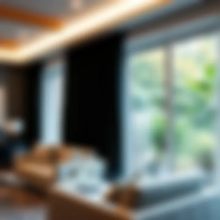 Stylish room showcasing very thin curtain rods enhancing window aesthetics