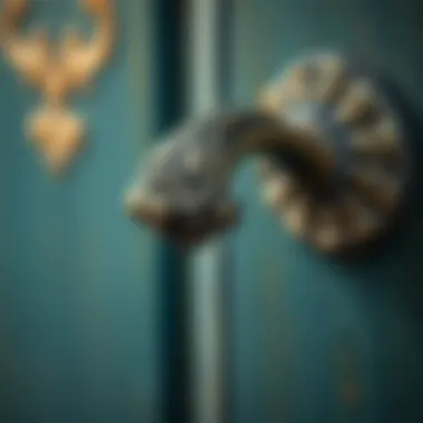 Close-up of ornate antique handle highlighting craftsmanship