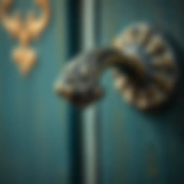 Close-up of ornate antique handle highlighting craftsmanship
