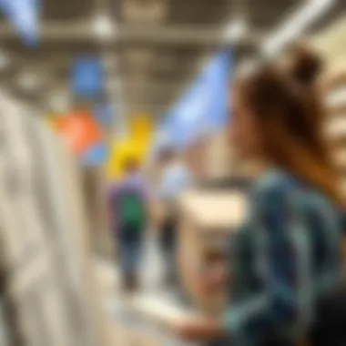 Shopping Experience for Area Rugs at Walmart Customer browsing rugs in Walmart store