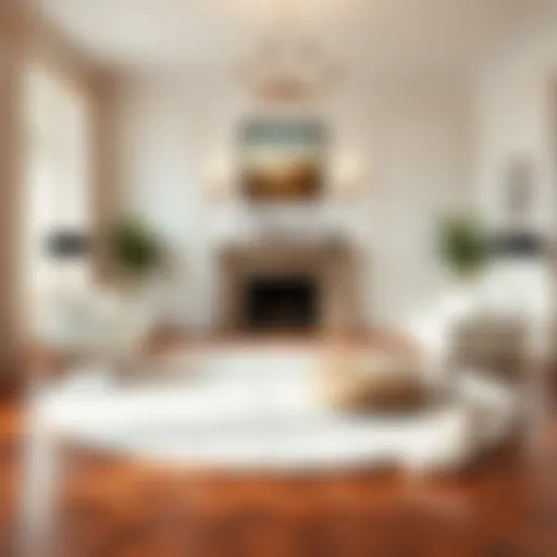 Elegant living room featuring a white round rug