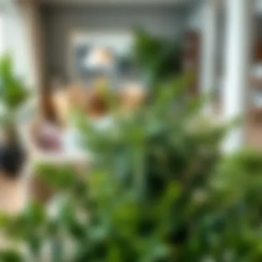 Stylish arrangement of faux greenery in modern decor