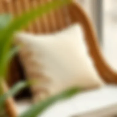 Cushion Details on Wicker Chair Close-up of cushion details on wicker patio chair