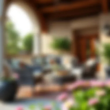 Stylish Outdoor Wicker Chairs Stylish outdoor setting with wicker chairs and decorative cushions