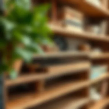 Close-up of sustainable wood materials used for shelves