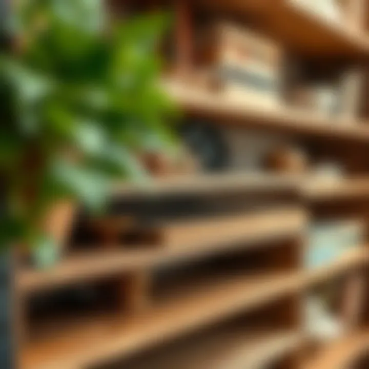 Close-up of sustainable wood materials used for shelves