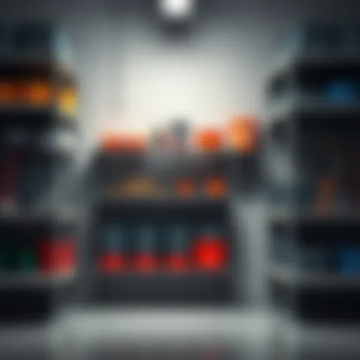 Sturdy Metal Shelves with Tools Sturdy metal shelves displaying tools and storage bins