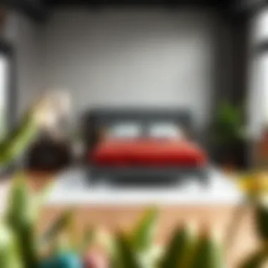 Stylish high sitting king size bed in modern bedroom setting