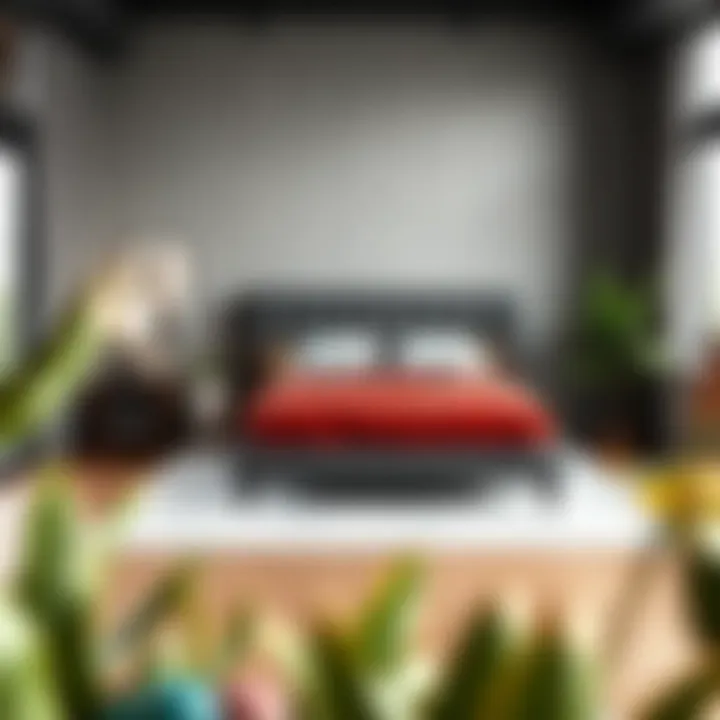 Stylish high sitting king size bed in modern bedroom setting