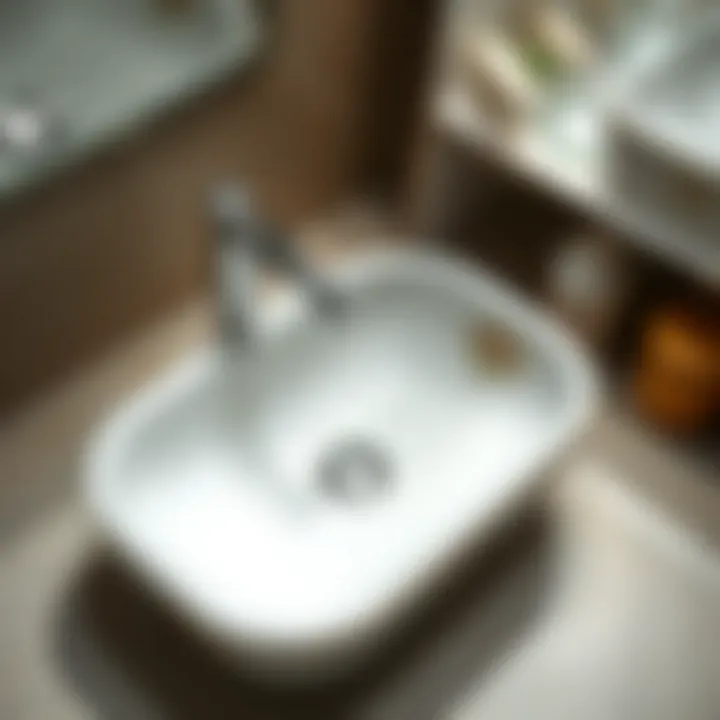 Ceramic Craftsmanship: The Art of Sink Design Close-up of a beautifully crafted ceramic washroom sink